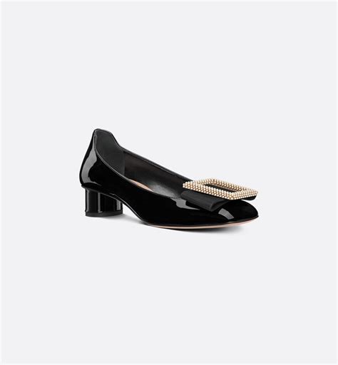 Dior Idylle Pump Black Patent Calfskin and White Resin Pearls